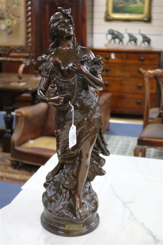 After D. Campagne. A bronze figure LHymne Du Soir, height 23.5in.